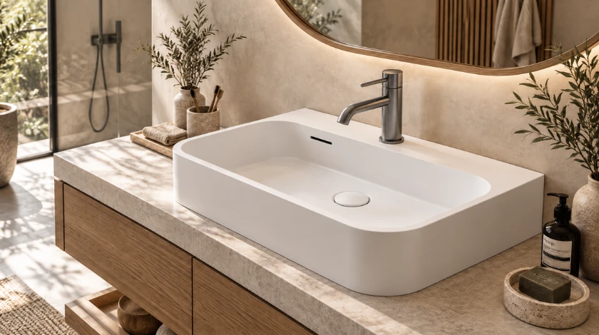 Umywalka BELORIA Solid Surface Coco White