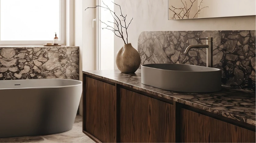 Washbasin ETERIA Solid Surface Cemento Raw