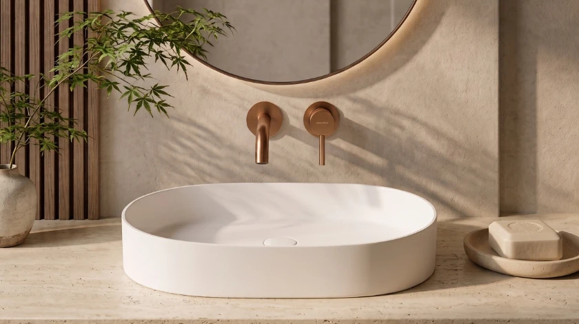 Washbasin ETERIA Solid Surface Cemento Raw