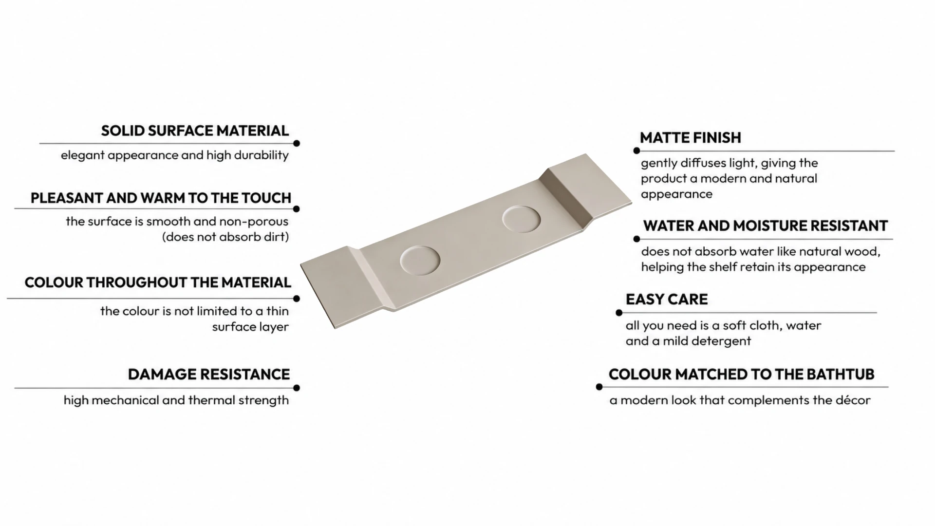 Bathtub shelf VANO Solid Surface Cashmere Dune