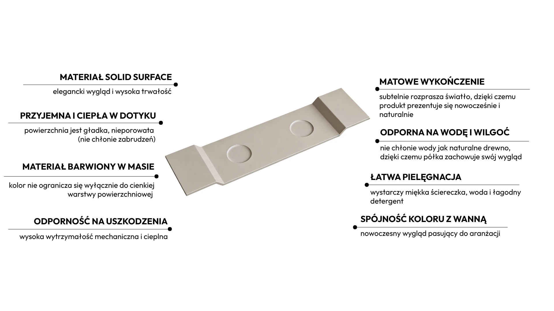 Półka na wannę VANO Solid Surface Cashmere Dune