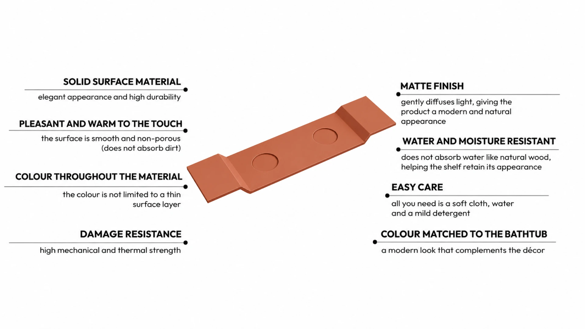 Bathtub shelf VANO Solid Surface Cotto Antico