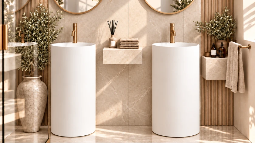 Umywalka wolnostojąca LEYA Solid Surface Coco White