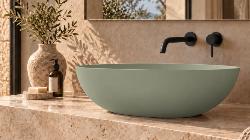 Umywalka SOVELIA Solid Surface Coco White