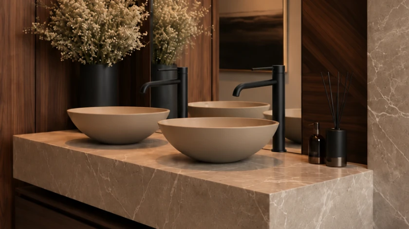 Umywalka TIERA Solid Surface Cemento Raw