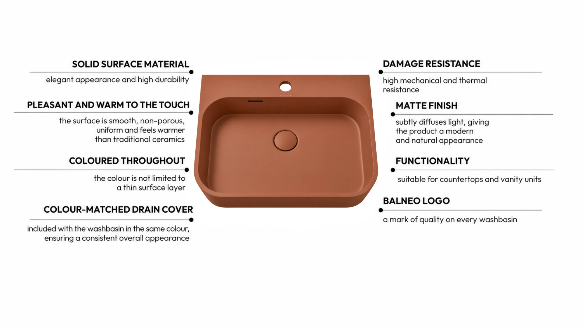 Washbasin BELORIA Solid Surface Cotto Antico