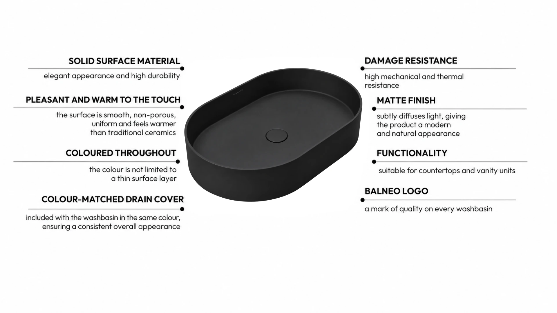 Washbasin ETERIA Solid Surface Carbon Black