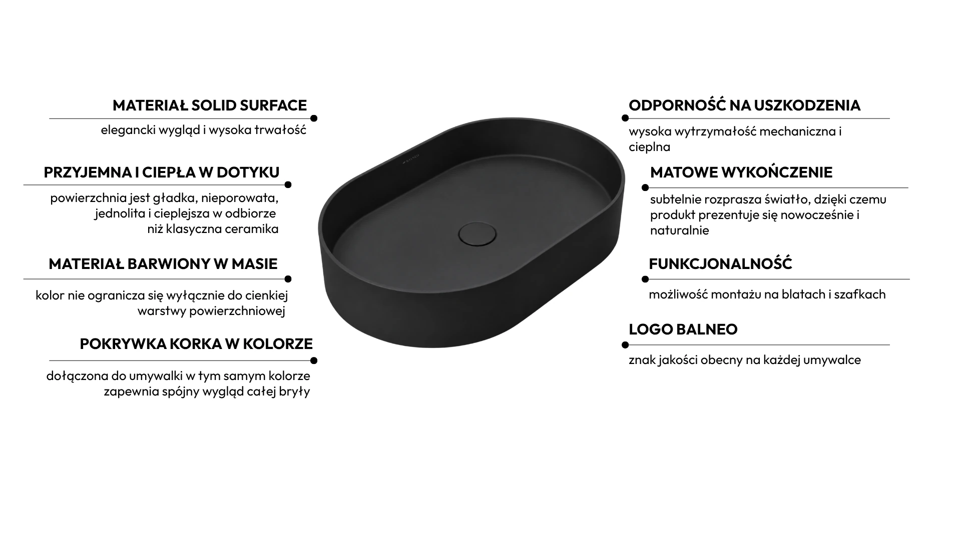 Umywalka ETERIA Solid Surface Carbon Black