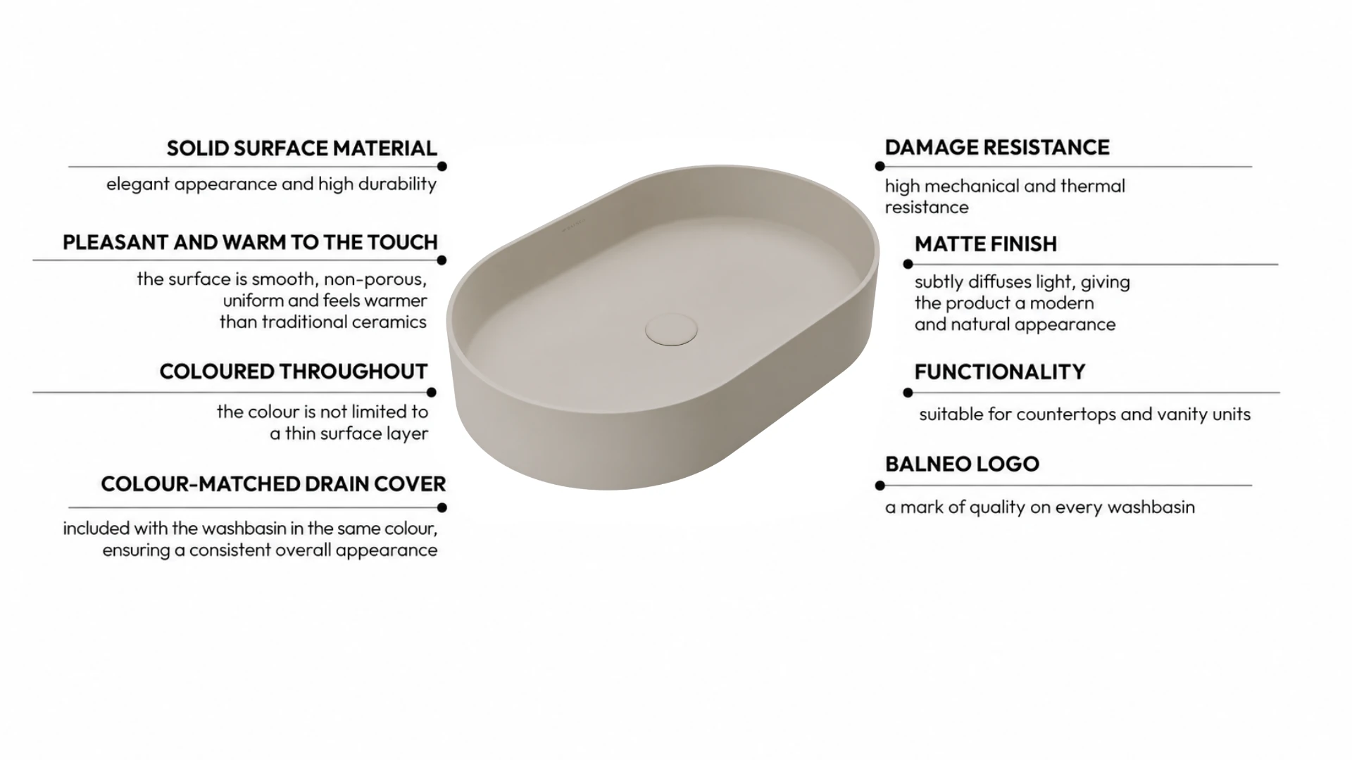 Washbasin ETERIA Solid Surface Cashmere Dune
