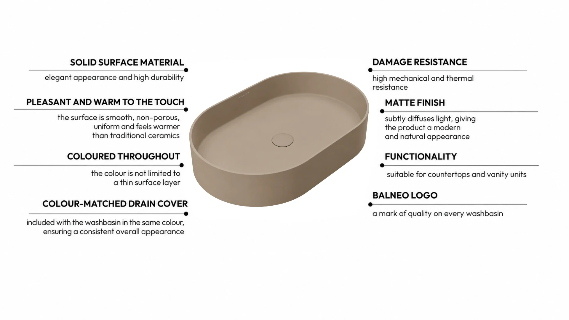 Washbasin ETERIA Solid Surface Mocca Mousse