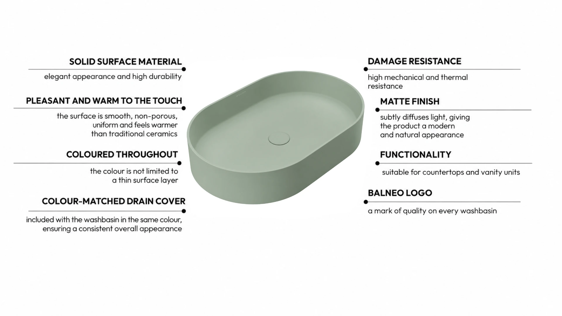 Washbasin ETERIA Solid Surface Pistachio Cream