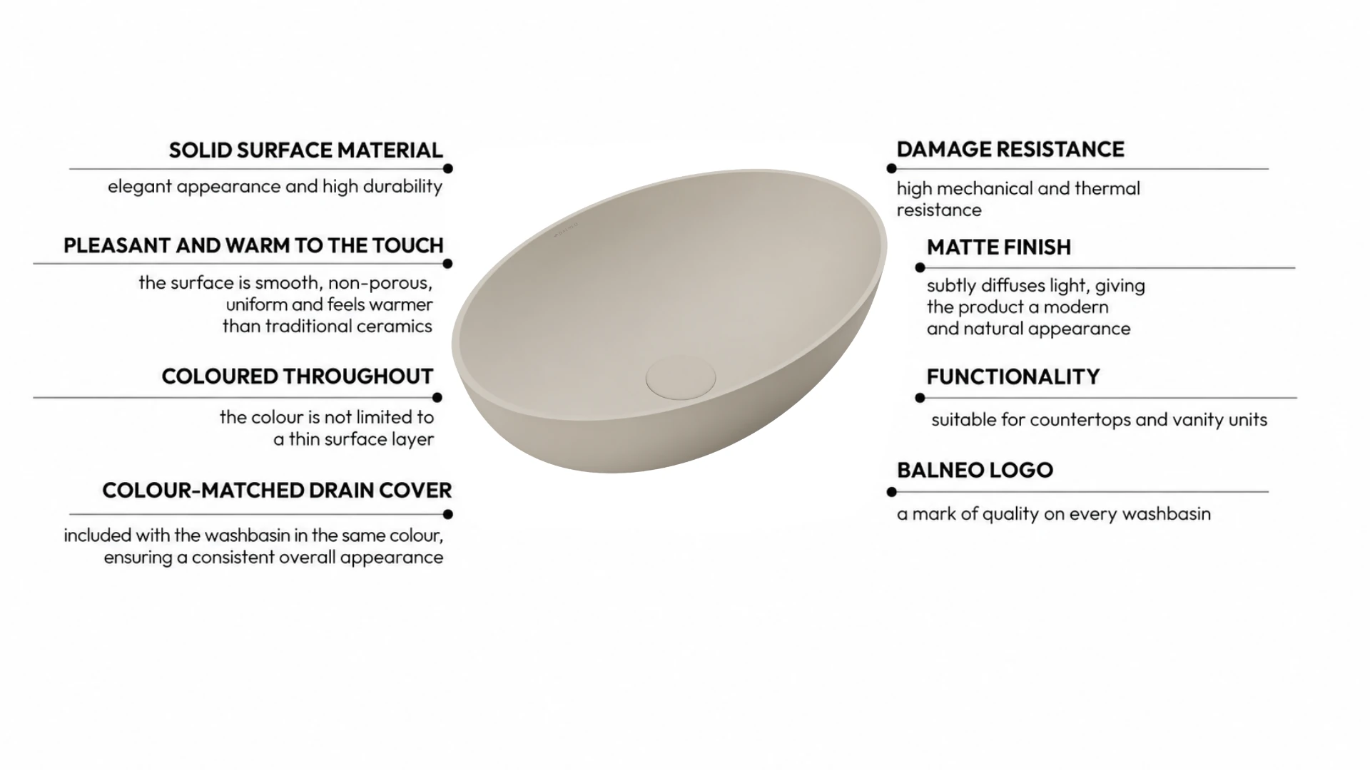 Washbasin SOVELIA Solid Surface Cashmere Dune