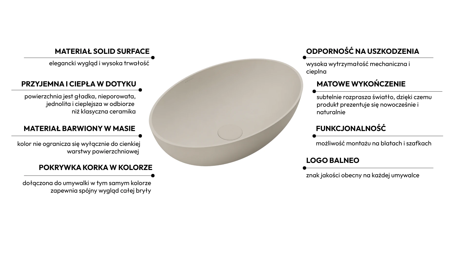 Umywalka SOVELIA Solid Surface Cashmere Dune
