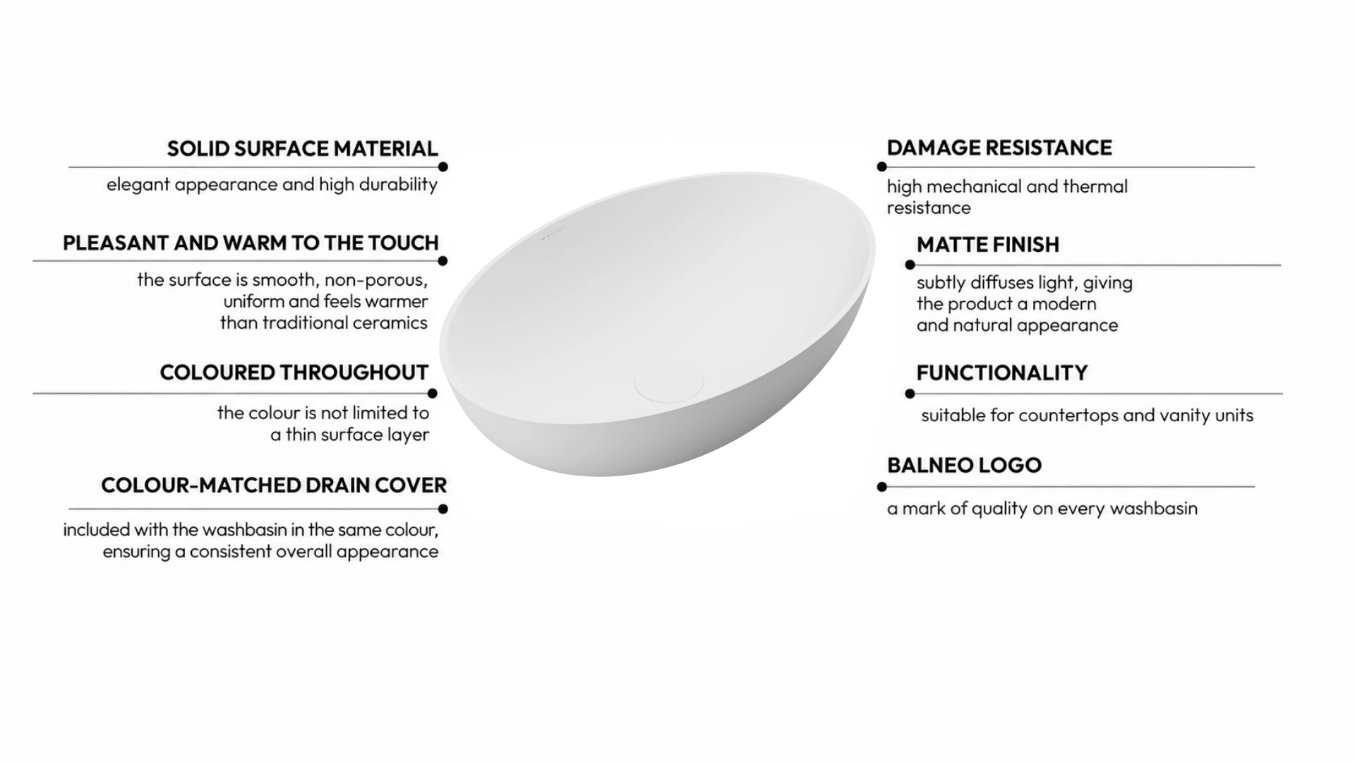 Washbasin SOVELIA Solid Surface Coco White