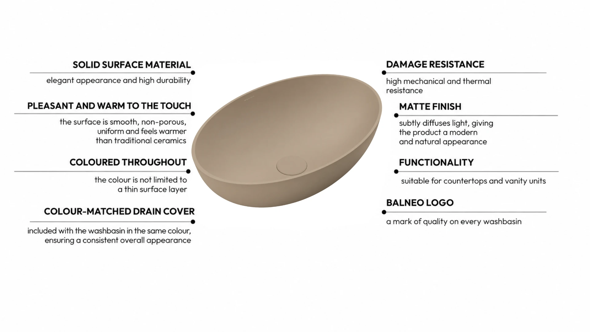 Washbasin SOVELIA Solid Surface Mocca Mousse