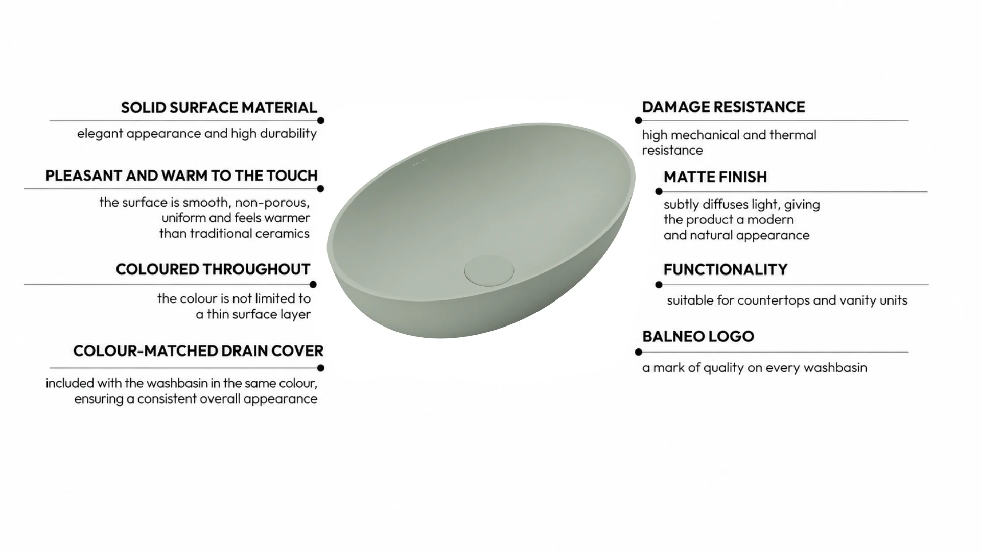 Washbasin SOVELIA Solid Surface Pistachio Cream
