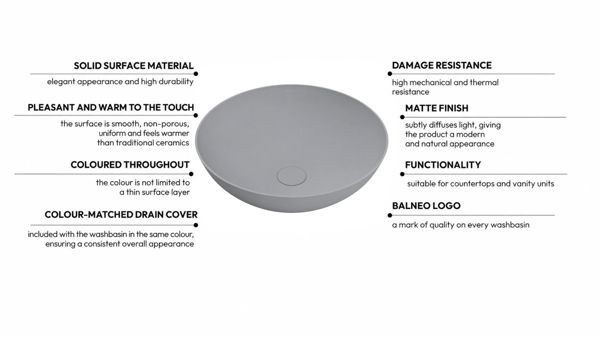 Washbasin TIERA Solid Surface Cemento Raw