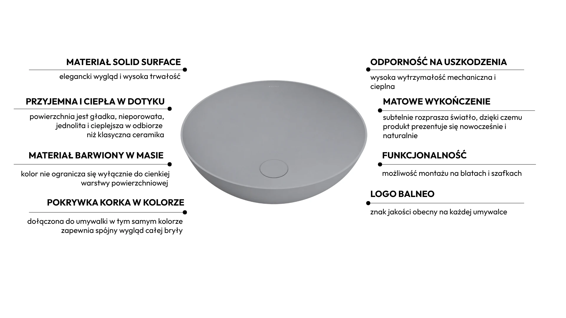 Umywalka TIERA Solid Surface Cemento Raw