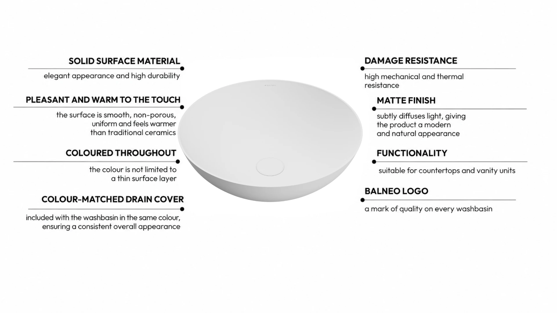 Washbasin TIERA Solid Surface Coco White