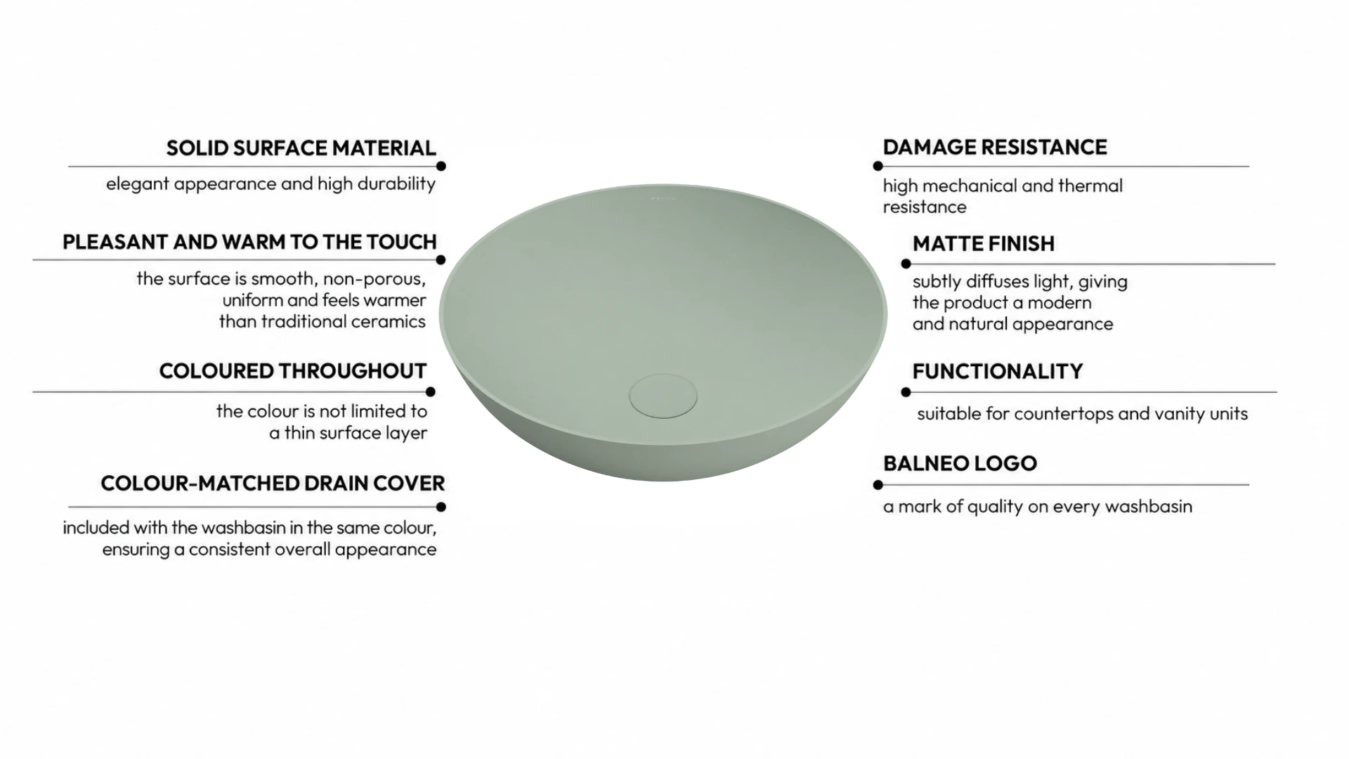 Washbasin TIERA Solid Surface Pistachio Cream