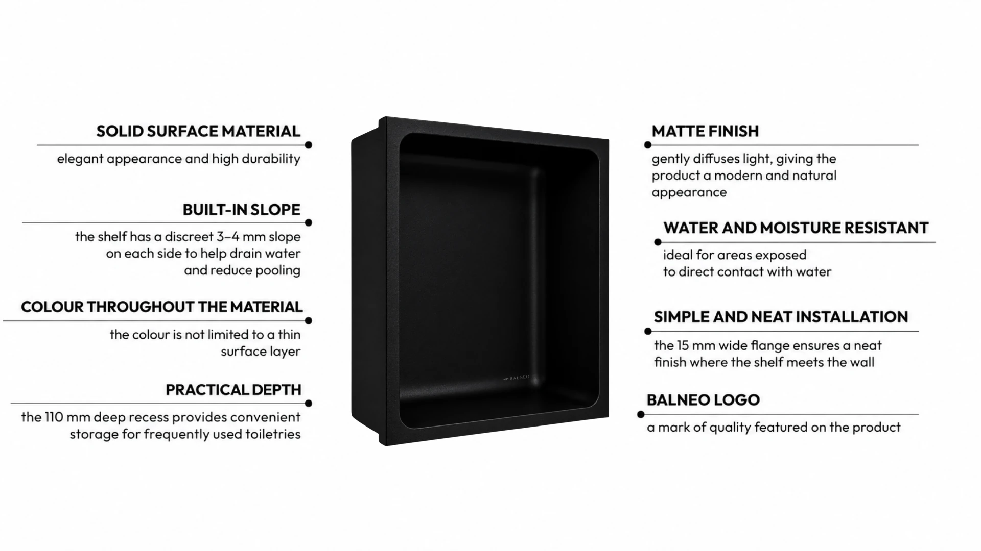 Recessed shelf WALL-BOX Solid One Carbon Black