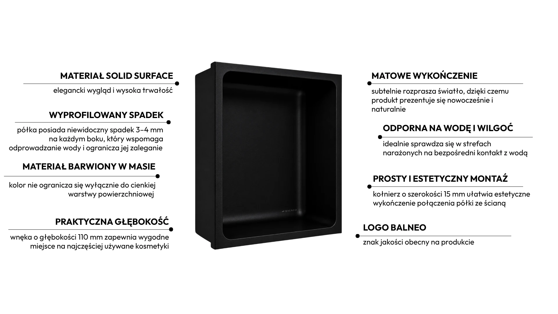 Półka wnękowa WALL-BOX Solid One Carbon Black