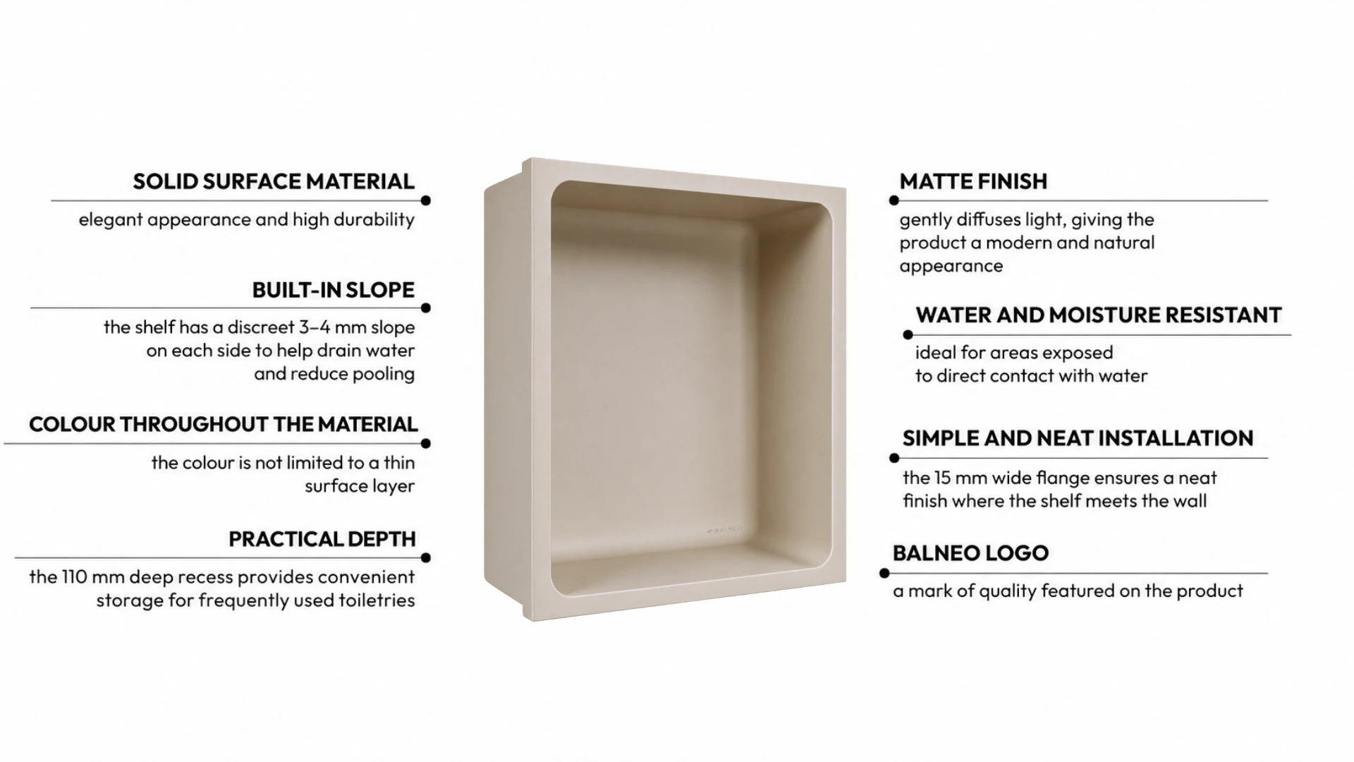 Recessed shelf WALL-BOX Solid One Cashmere Dune