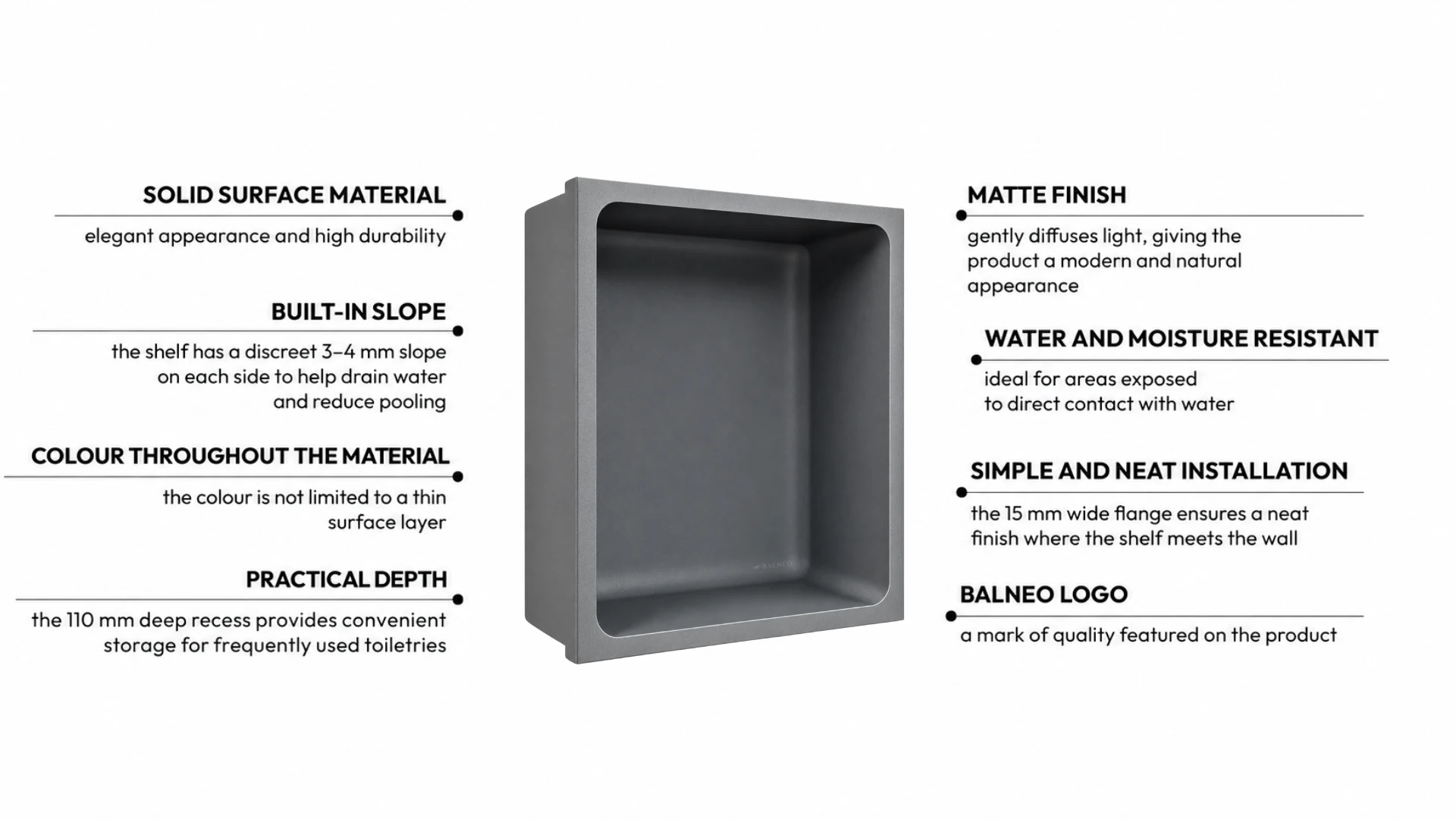 Recessed shelf WALL-BOX Solid One Cemento Raw