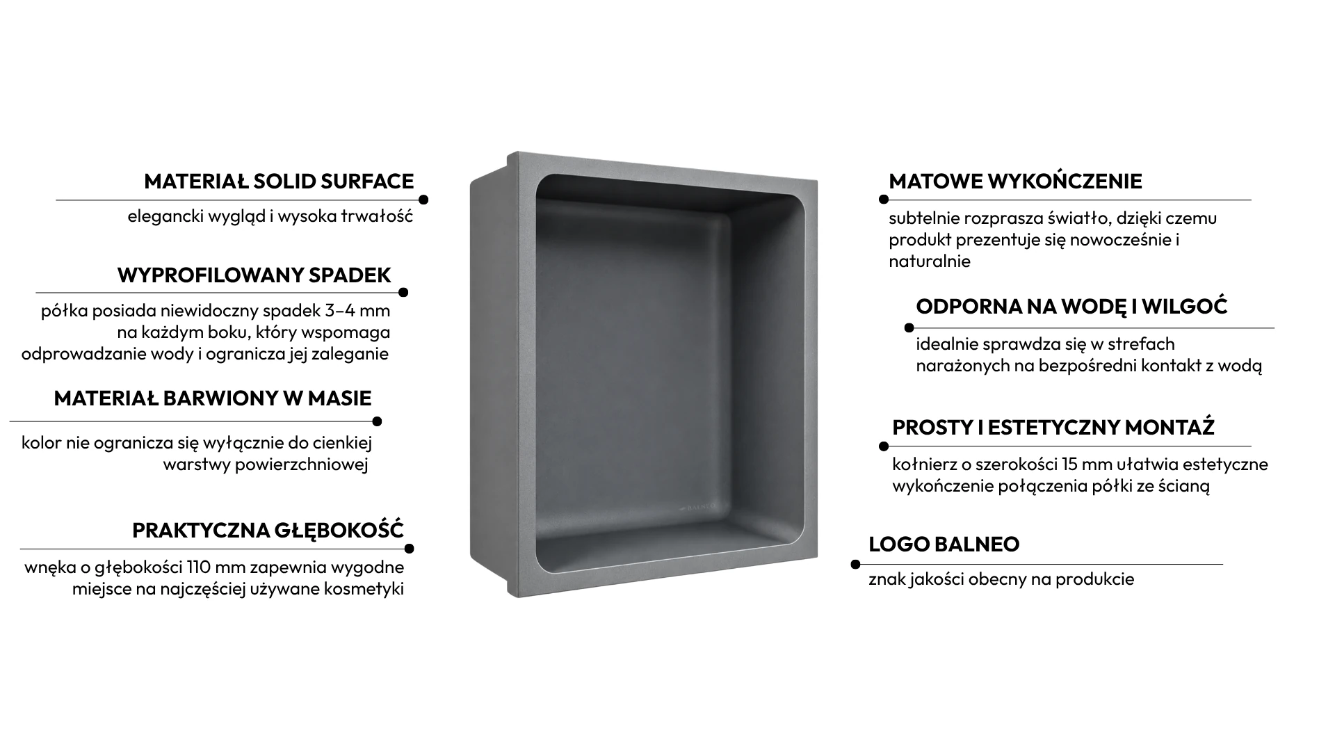 Półka wnękowa WALL-BOX Solid One Cemento Raw