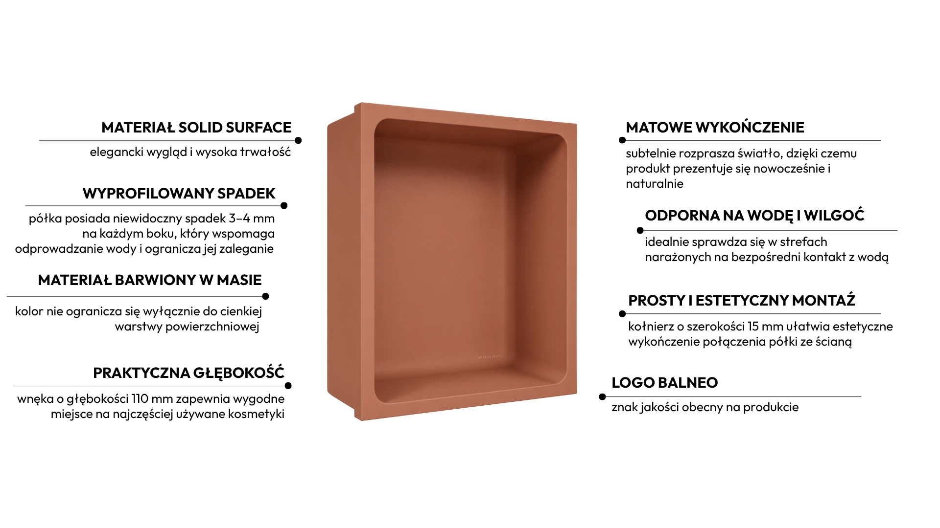 Półka wnękowa WALL-BOX Solid One Cotto Antico