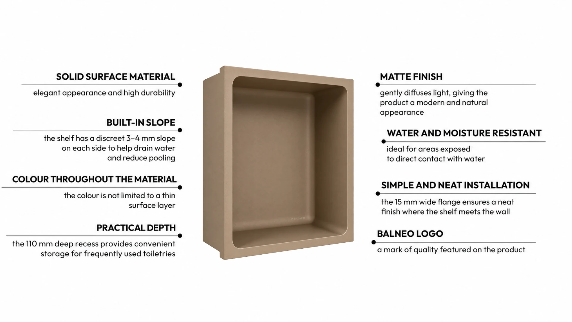 Recessed shelf WALL-BOX Solid One Mocca Mousse