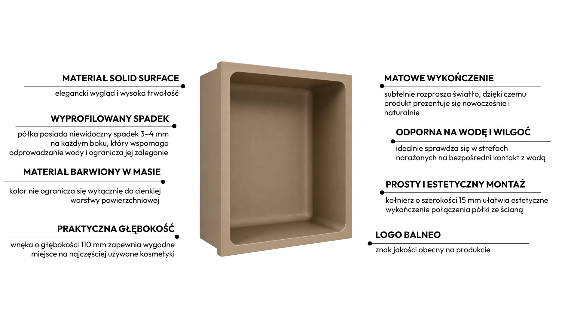 Półka wnękowa WALL-BOX Solid One Mocca Mousse