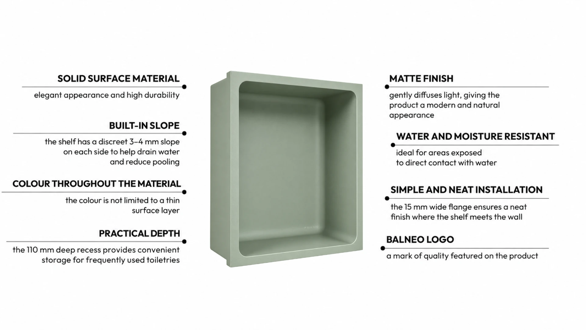 Recessed shelf WALL-BOX Solid One Pistachio Cream