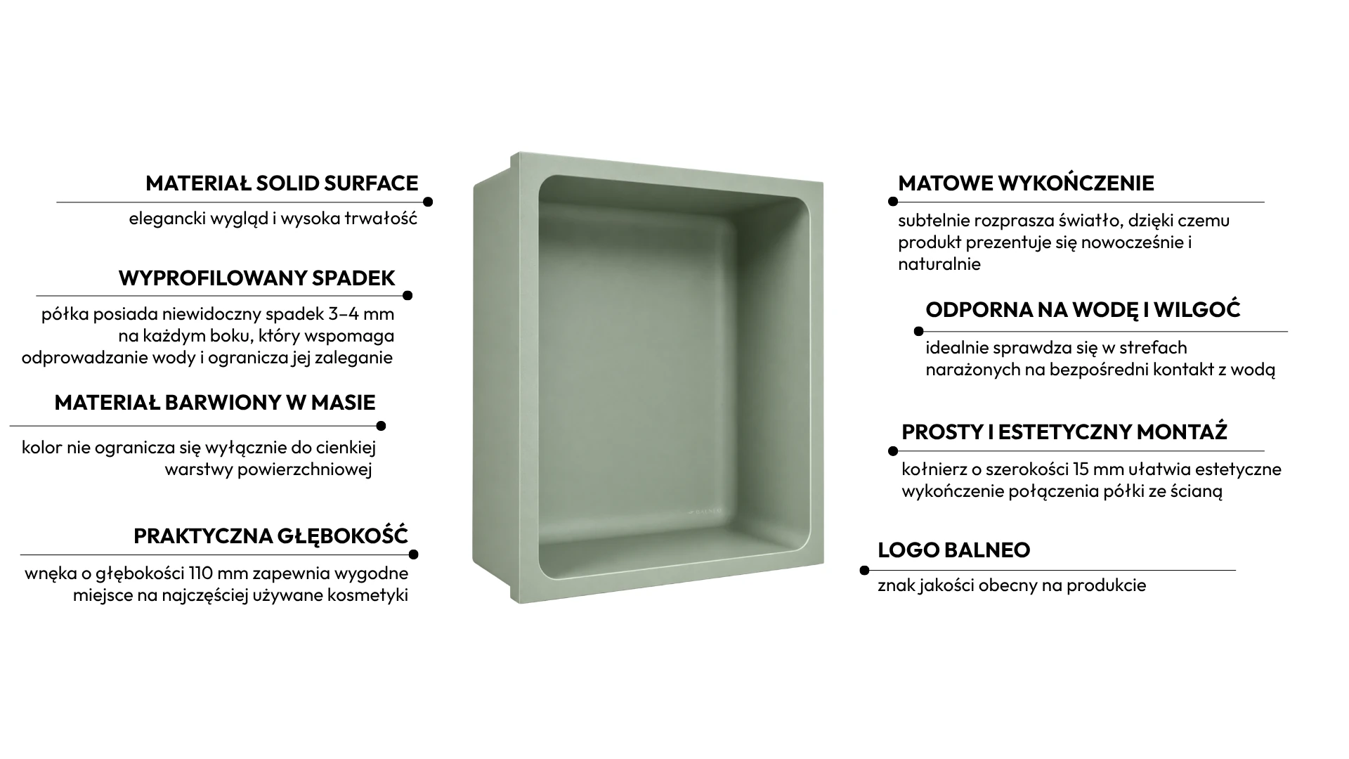 Półka wnękowa WALL-BOX Solid One Pistachio Cream
