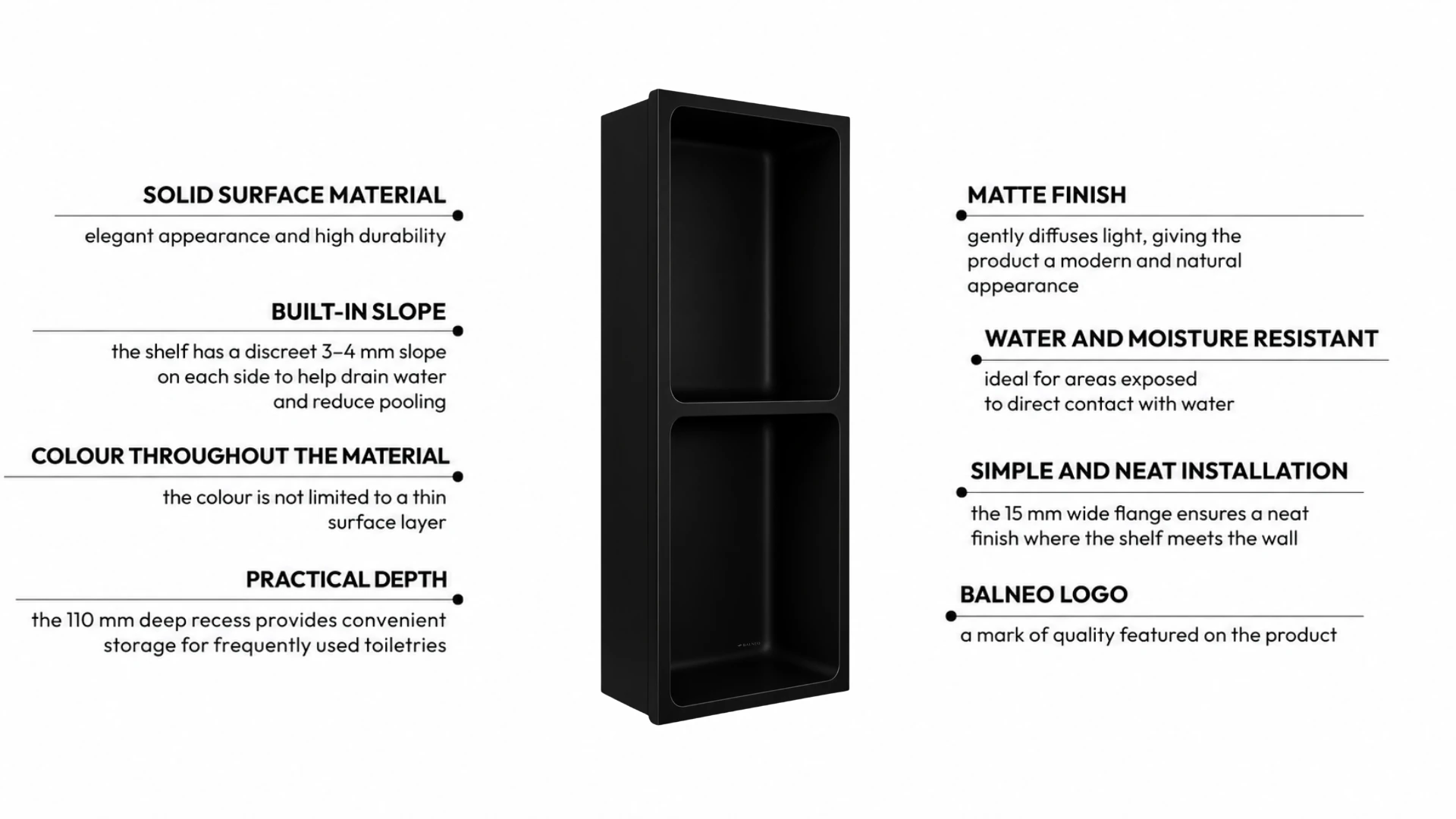 Recessed shelf WALL-BOX Solid Duo Carbon Black
