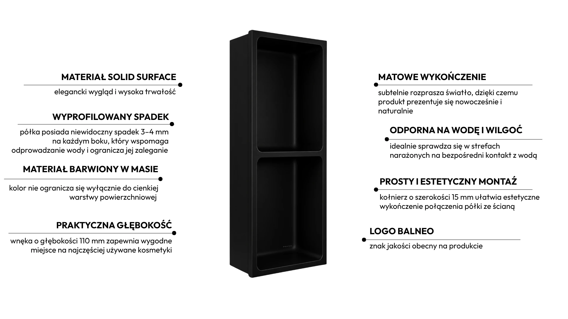Półka wnękowa WALL-BOX Solid Duo Carbon Black