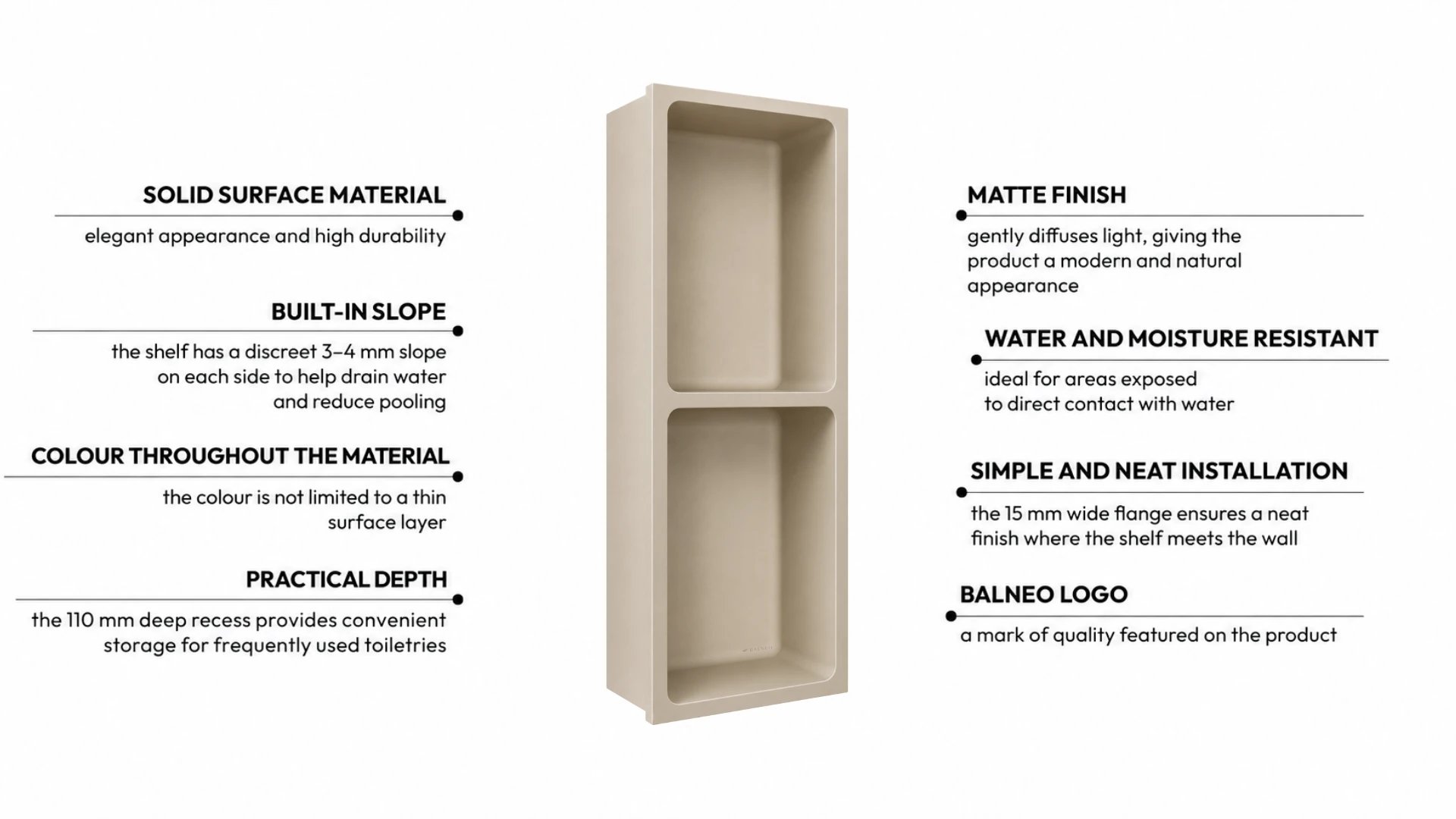 Recessed shelf WALL-BOX Solid Duo Cashmere Dune