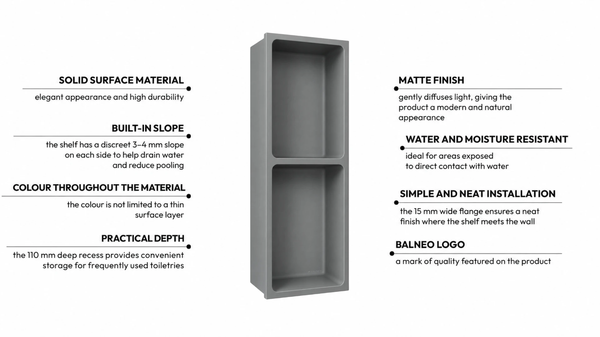 Recessed shelf WALL-BOX Solid Duo Cemento Raw