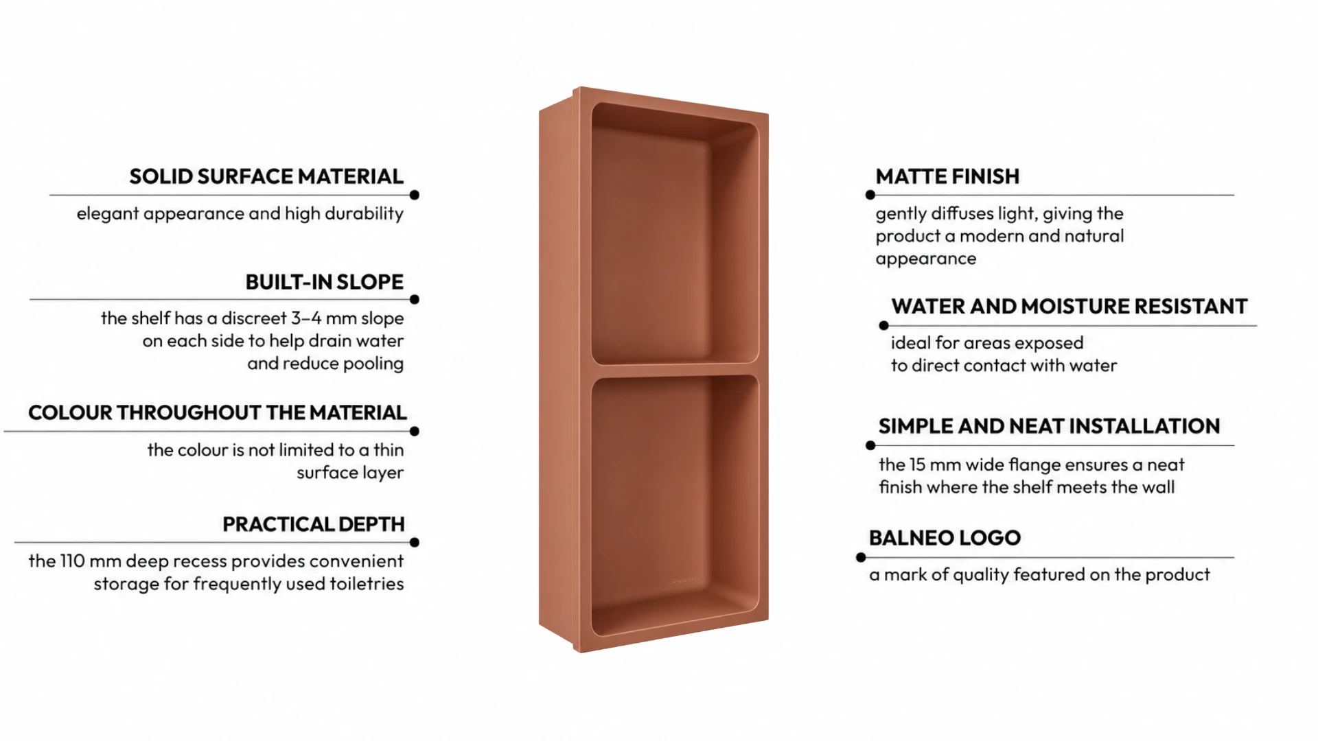 Recessed shelf WALL-BOX Solid Duo Cotto Antico
