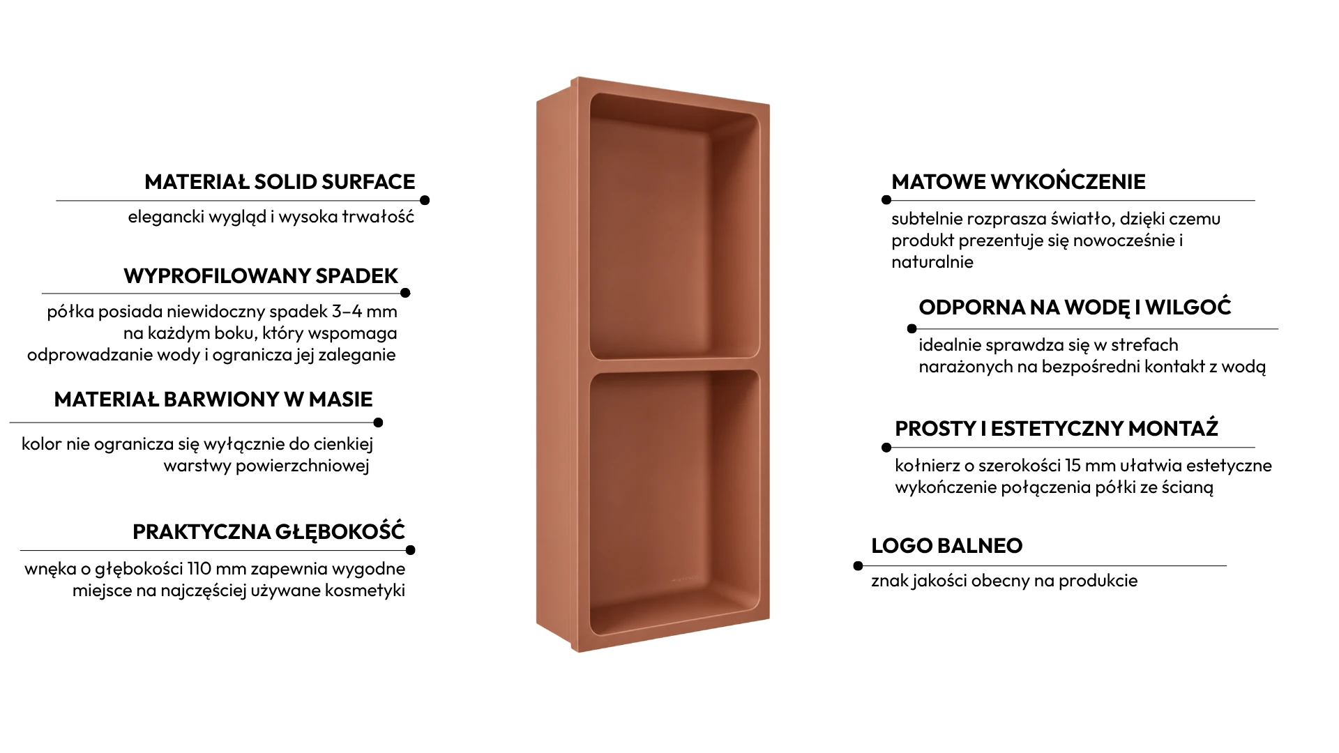 Półka wnękowa WALL-BOX Solid Duo Cotto Antico