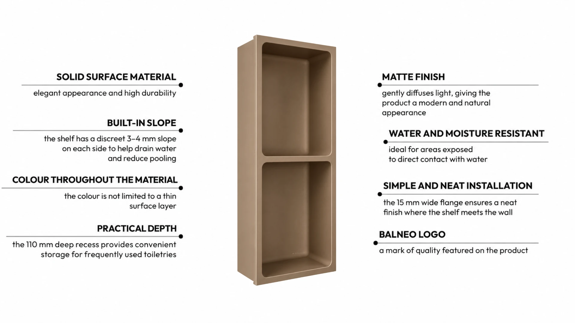 Recessed shelf WALL-BOX Solid Duo Mocca Mousse