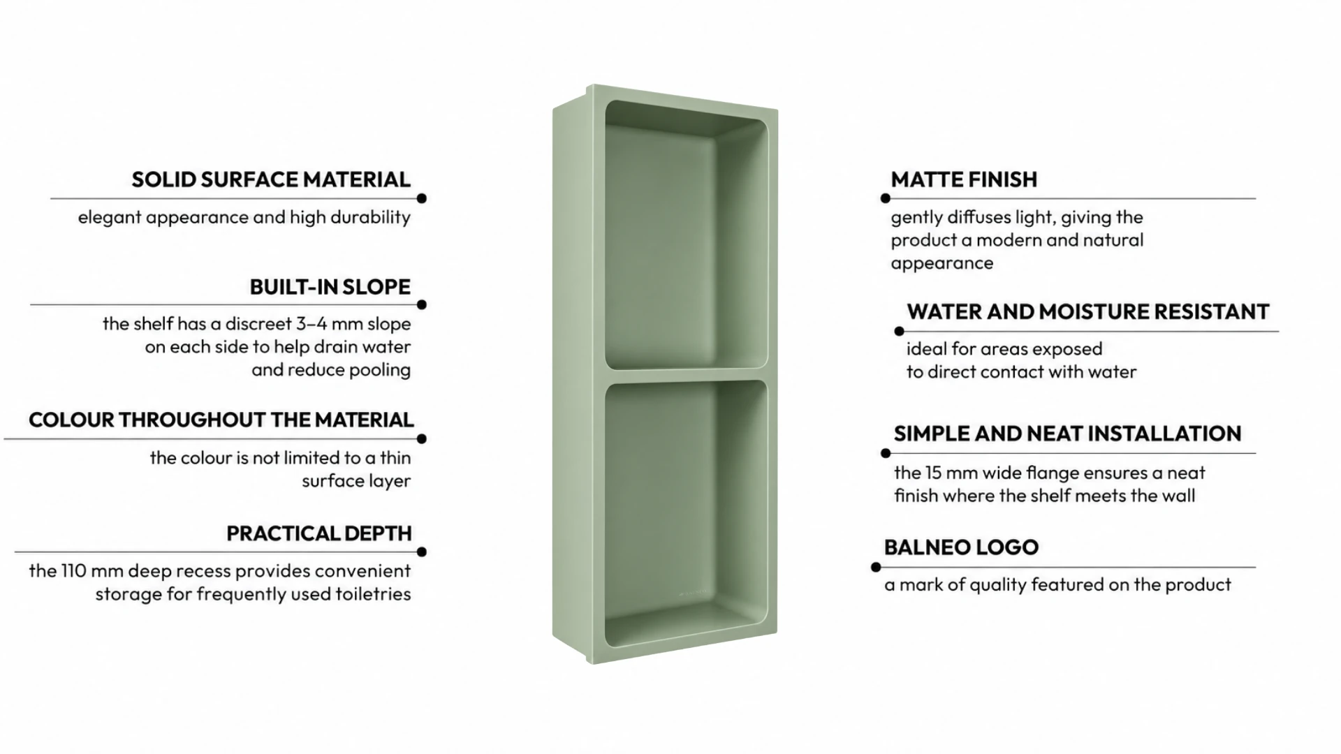 Recessed shelf WALL-BOX Solid Duo Pistachio Cream