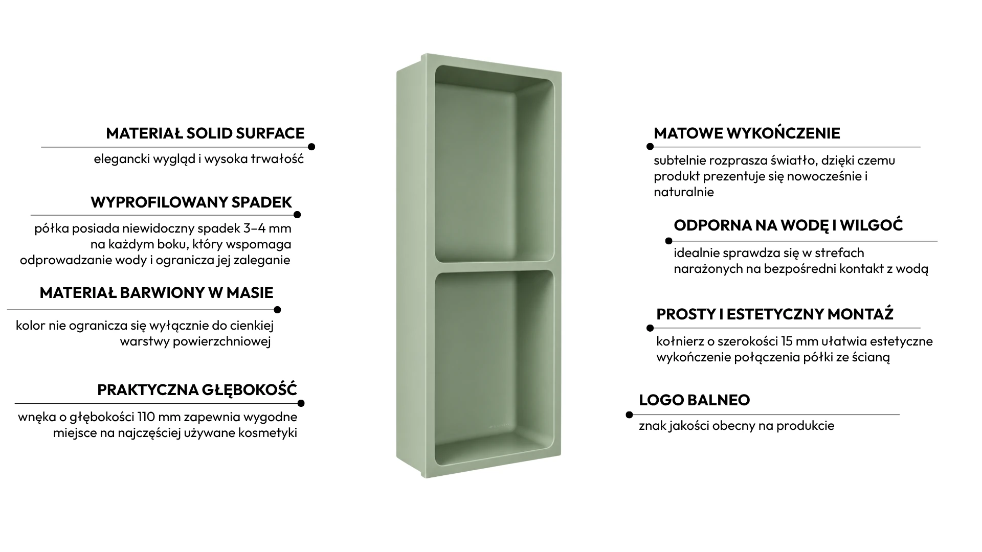 Półka wnękowa WALL-BOX Solid Duo Pistachio Cream