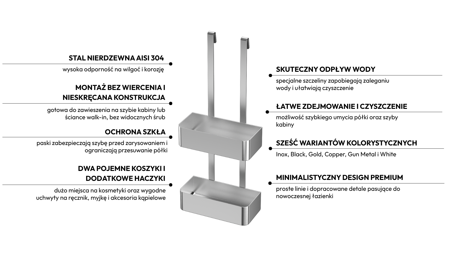 Półka na kabinę Balneo MARELLO INOX