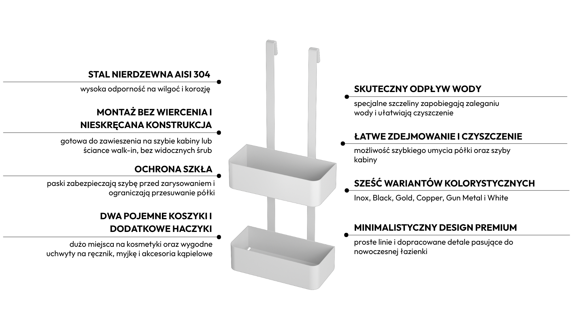 Półka na kabinę Balneo MARELLO WHITE