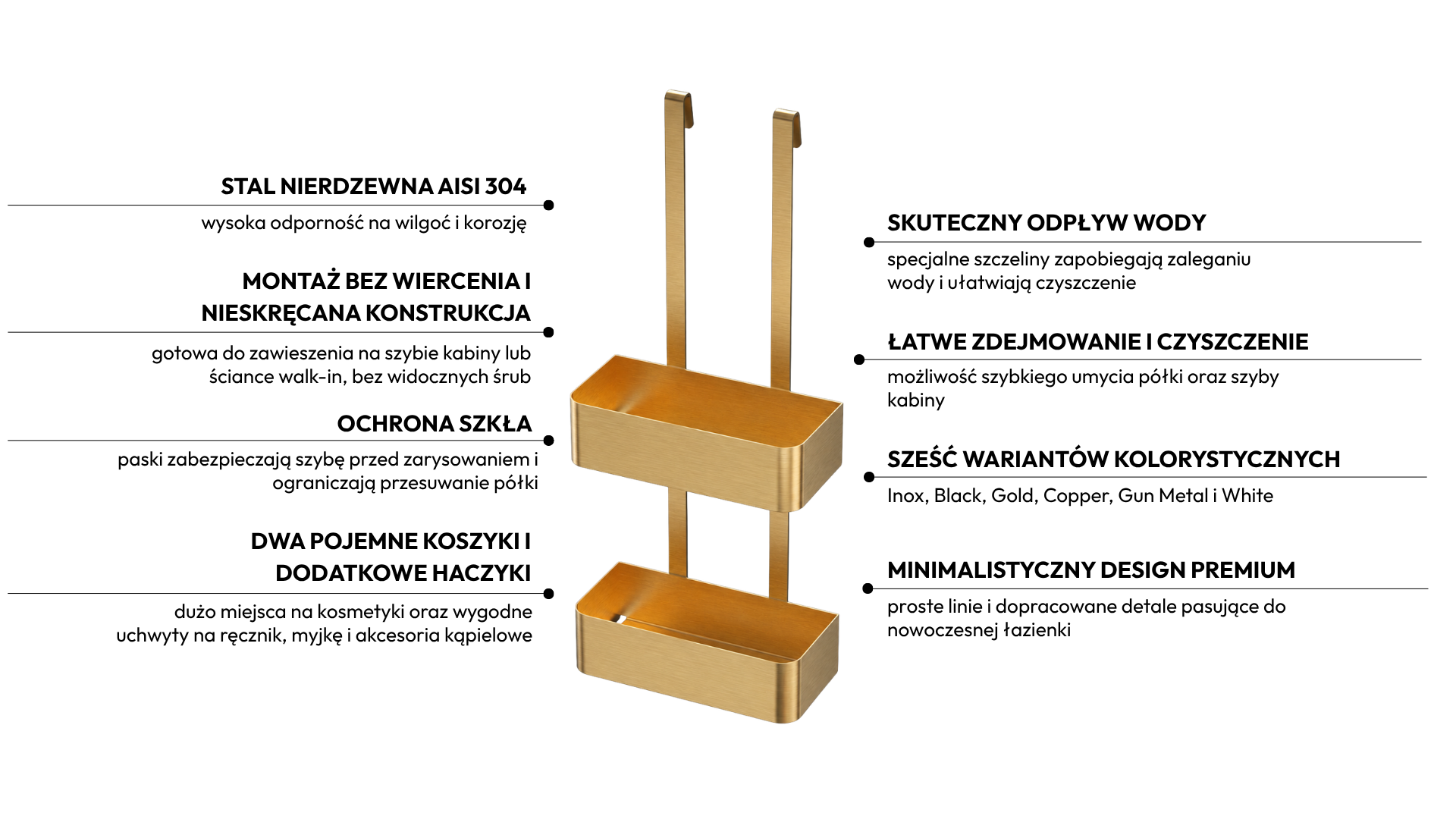 Półka na kabinę Balneo MARELLO GOLD