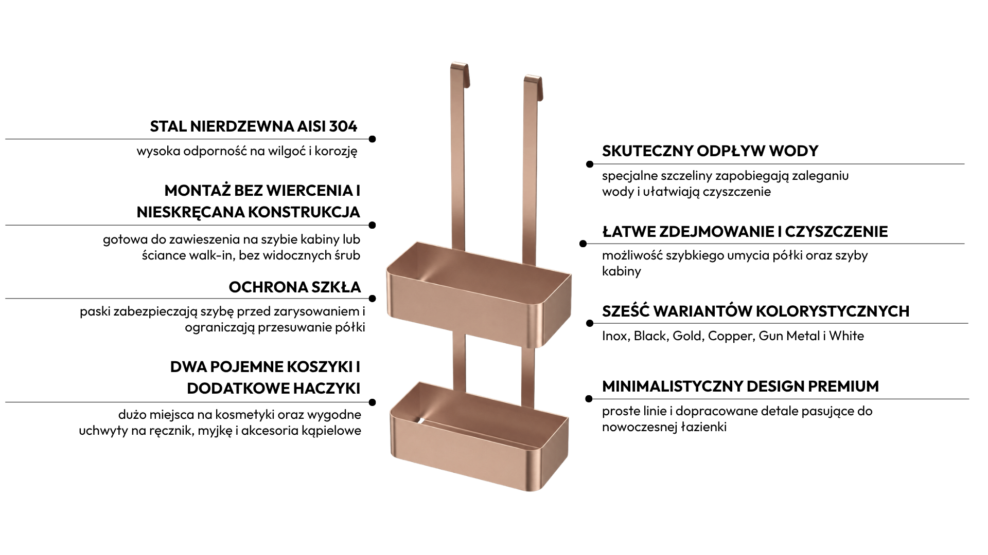 Półka na kabinę Balneo MARELLO COPPER
