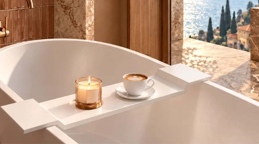 Półka na wannę VANO Solid Surface Coco White