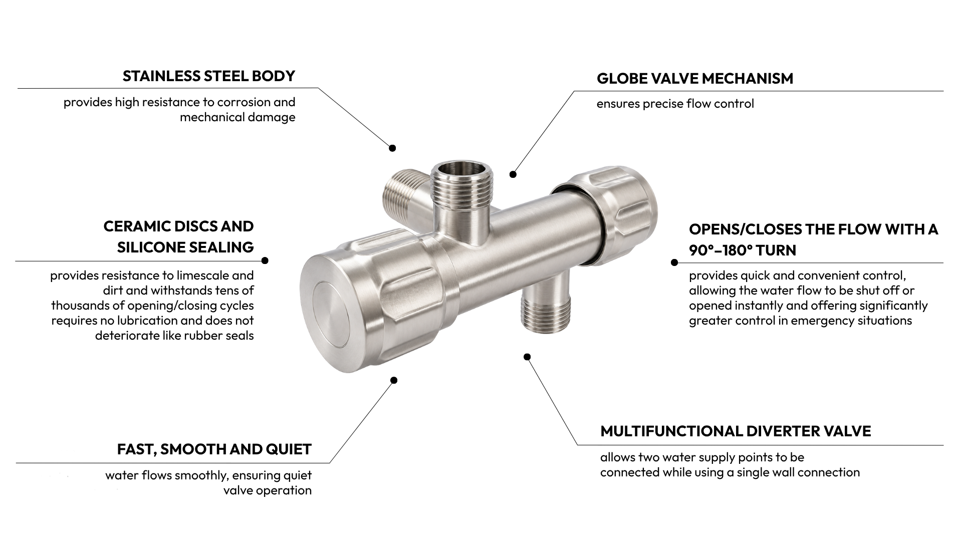 Balneo angle valve model 5 INOX 1/2x3/8x3/8