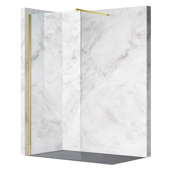 Shower screen Balneo Beira 60 x 200 cm gold glass transparent 8 mm
